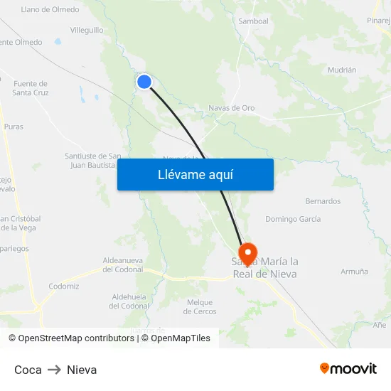 Coca to Nieva map