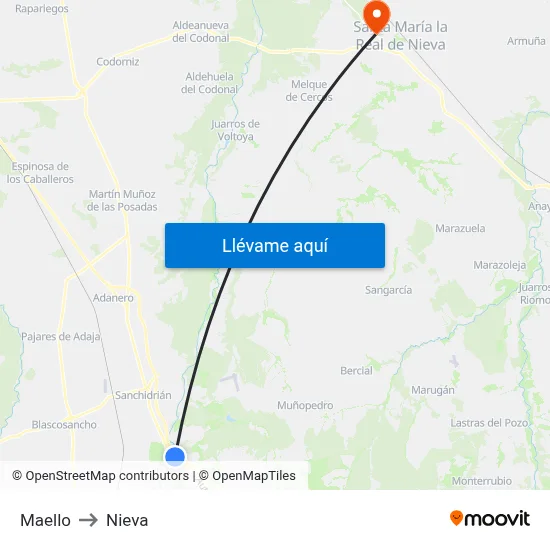 Maello to Nieva map
