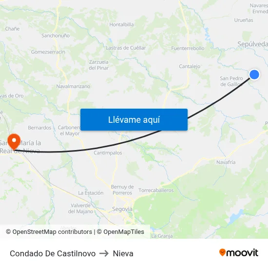 Condado De Castilnovo to Nieva map