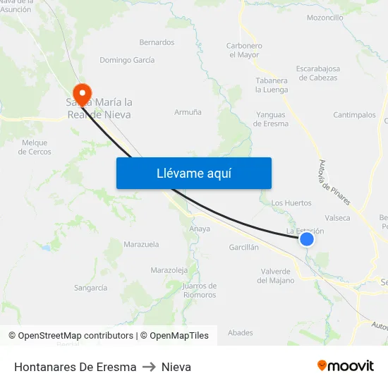 Hontanares De Eresma to Nieva map