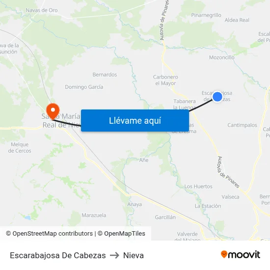 Escarabajosa De Cabezas to Nieva map