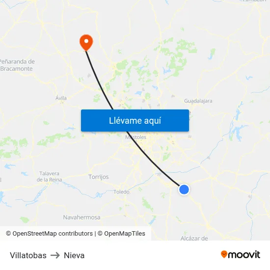 Villatobas to Nieva map