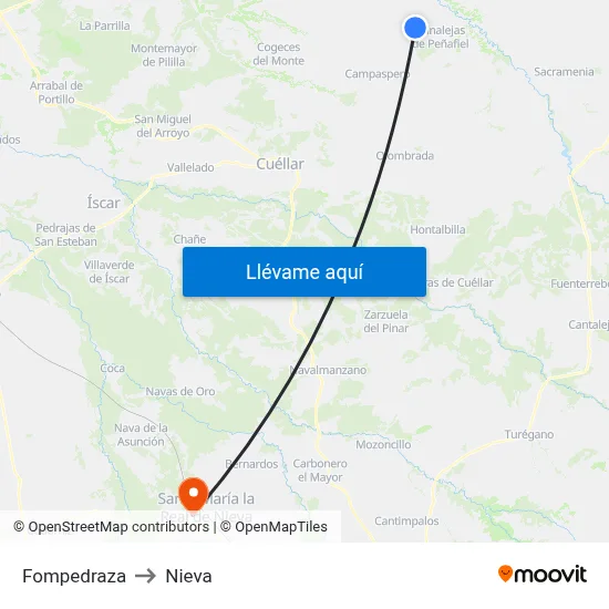 Fompedraza to Nieva map
