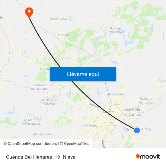 Cuenca Del Henares to Nieva map