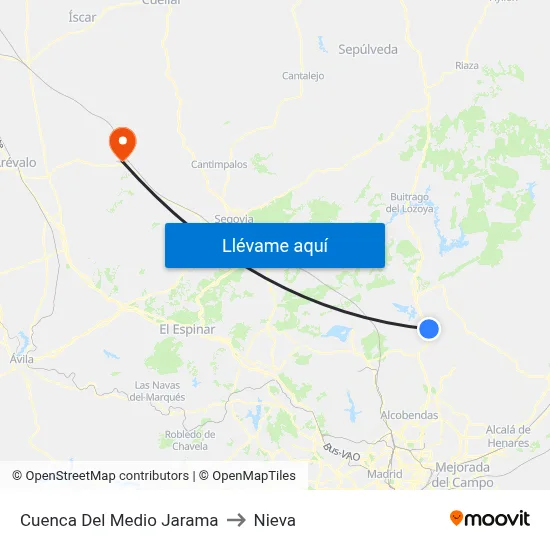 Cuenca Del Medio Jarama to Nieva map