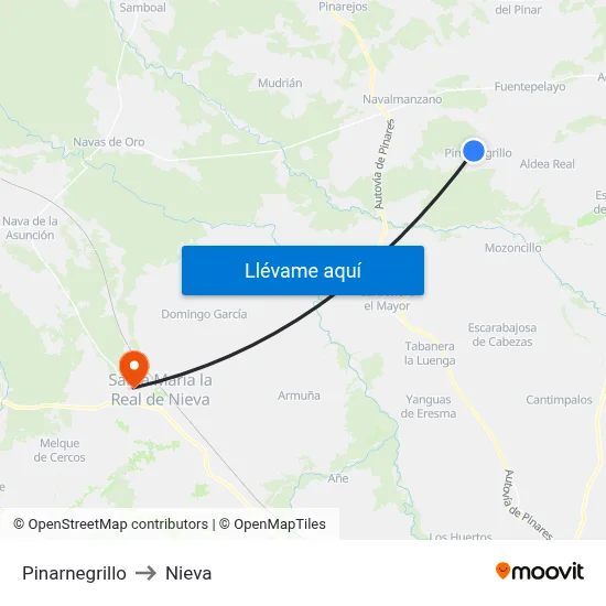 Pinarnegrillo to Nieva map