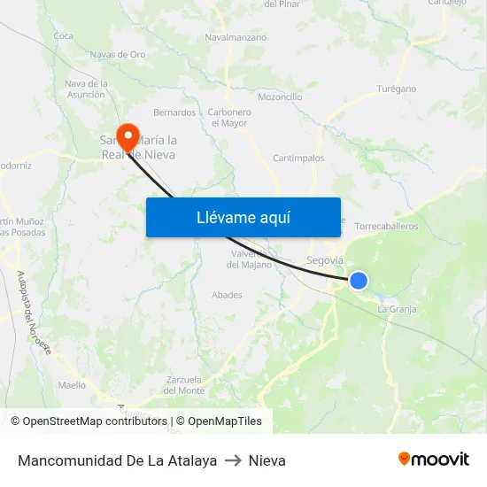 Mancomunidad De La Atalaya to Nieva map