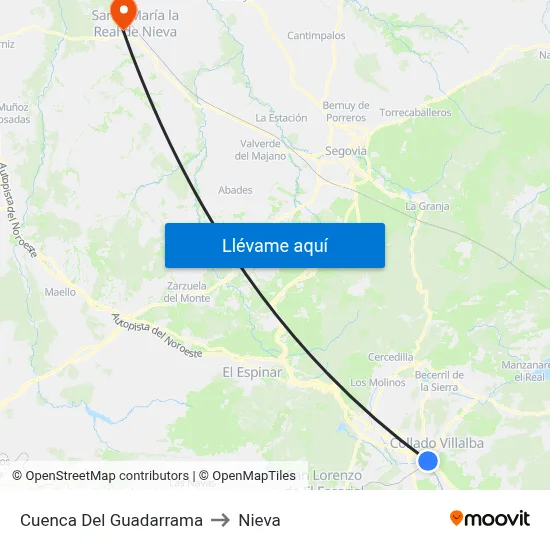 Cuenca Del Guadarrama to Nieva map