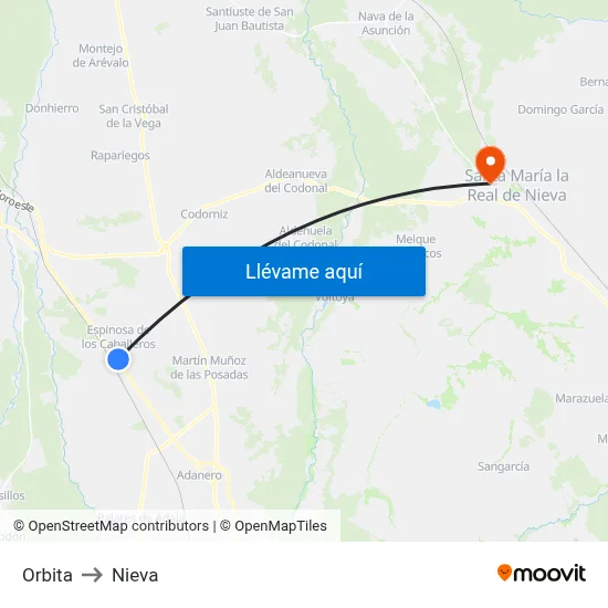 Orbita to Nieva map