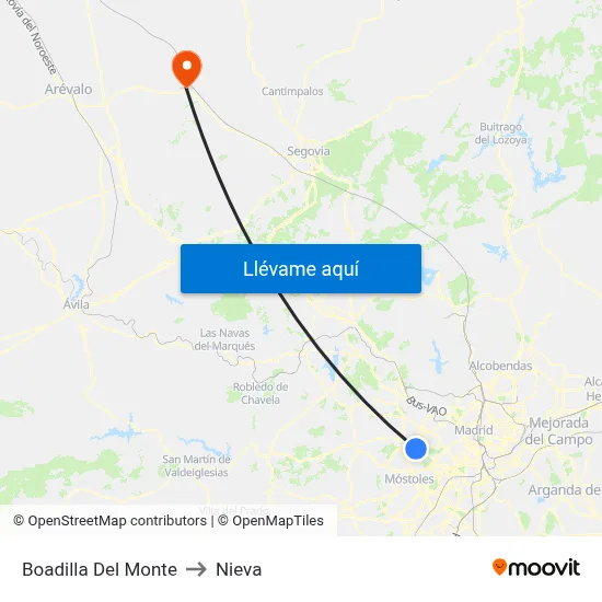 Boadilla Del Monte to Nieva map