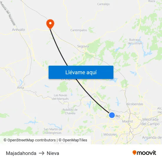 Majadahonda to Nieva map