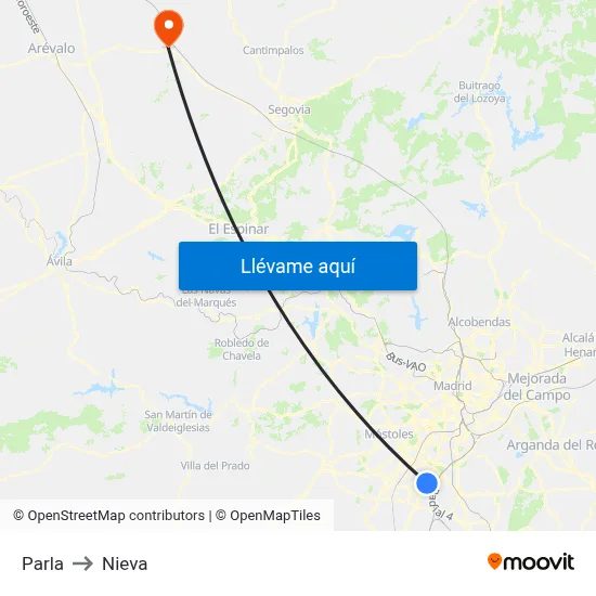 Parla to Nieva map