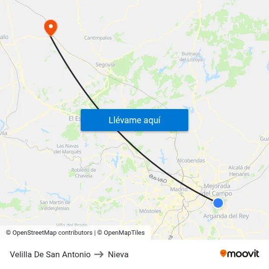 Velilla De San Antonio to Nieva map