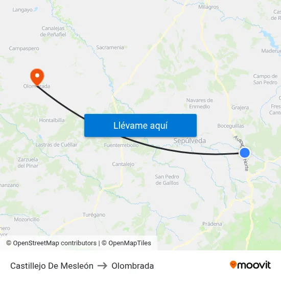 Castillejo De Mesleón to Olombrada map