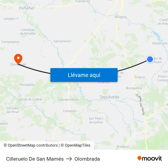 Cilleruelo De San Mamés to Olombrada map