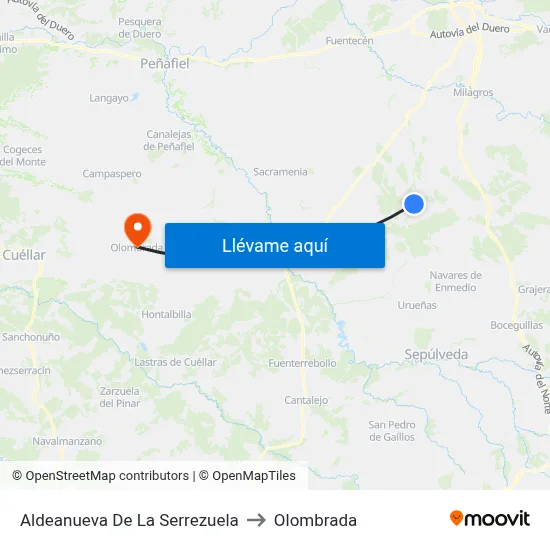 Aldeanueva De La Serrezuela to Olombrada map