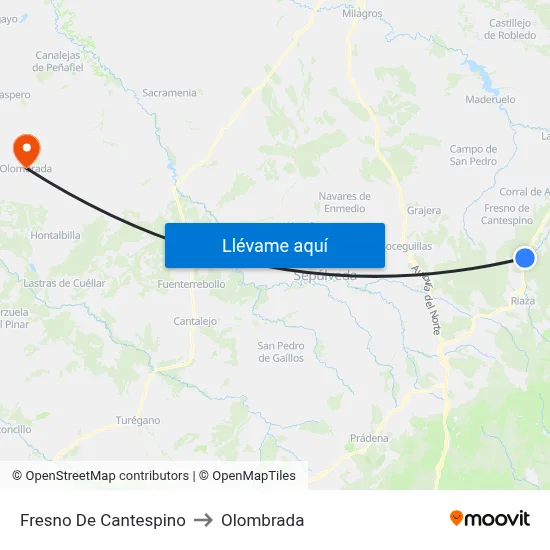 Fresno De Cantespino to Olombrada map
