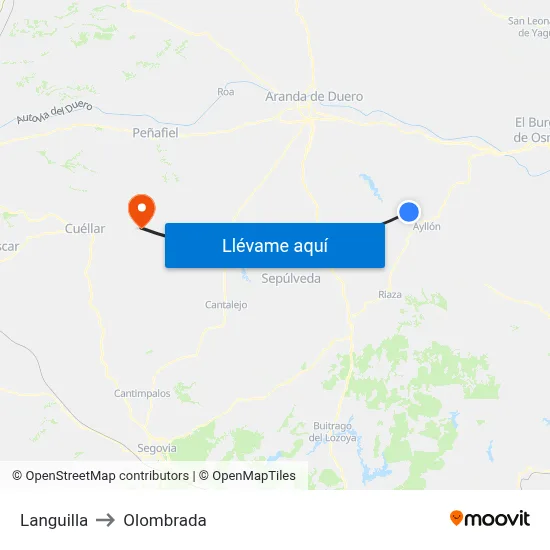 Languilla to Olombrada map