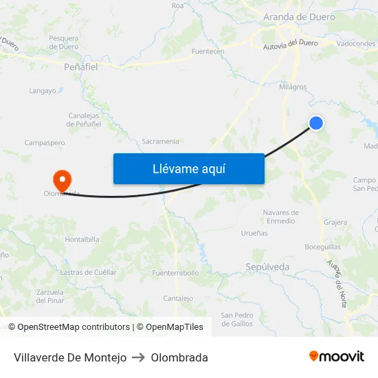 Villaverde De Montejo to Olombrada map