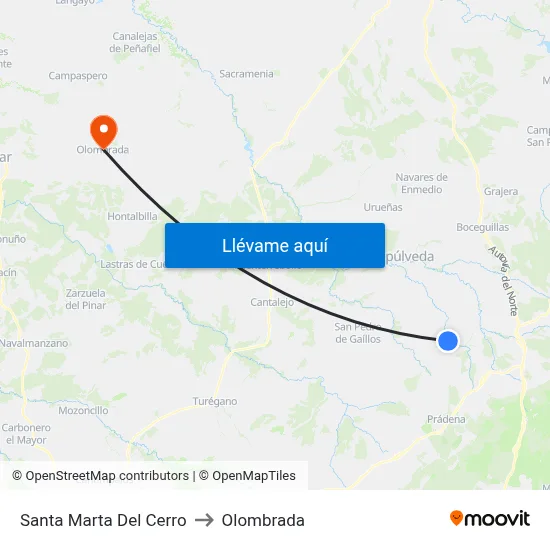 Santa Marta Del Cerro to Olombrada map