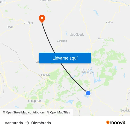 Venturada to Olombrada map