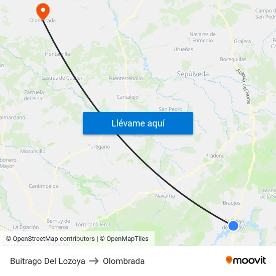Buitrago Del Lozoya to Olombrada map