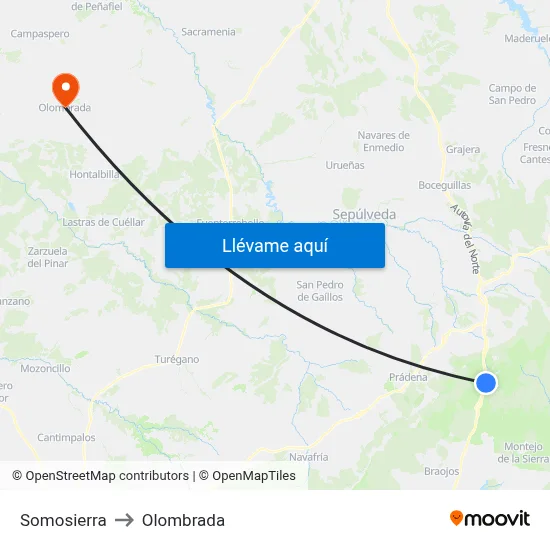 Somosierra to Olombrada map