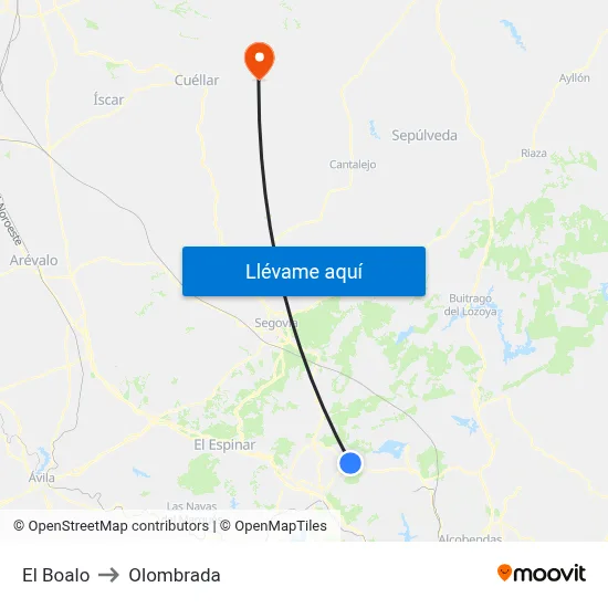 El Boalo to Olombrada map