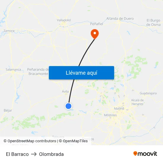 El Barraco to Olombrada map