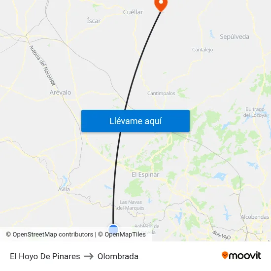 El Hoyo De Pinares to Olombrada map