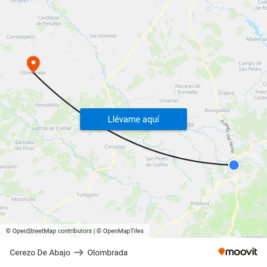 Cerezo De Abajo to Olombrada map