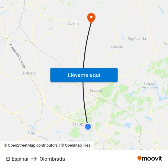 El Espinar to Olombrada map