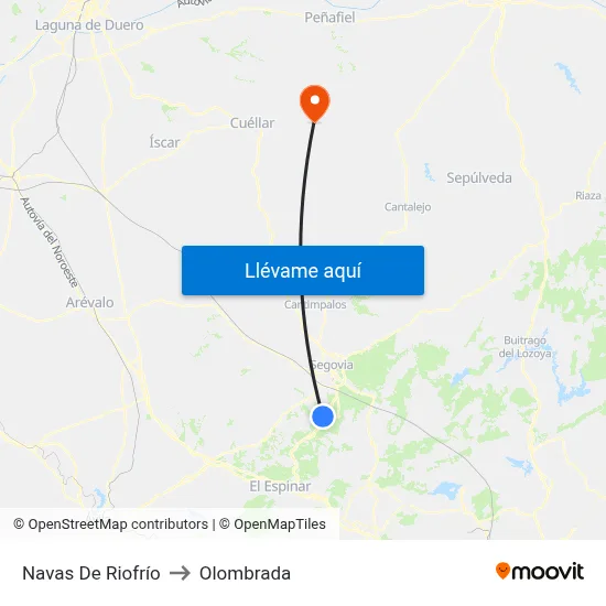Navas De Riofrío to Olombrada map