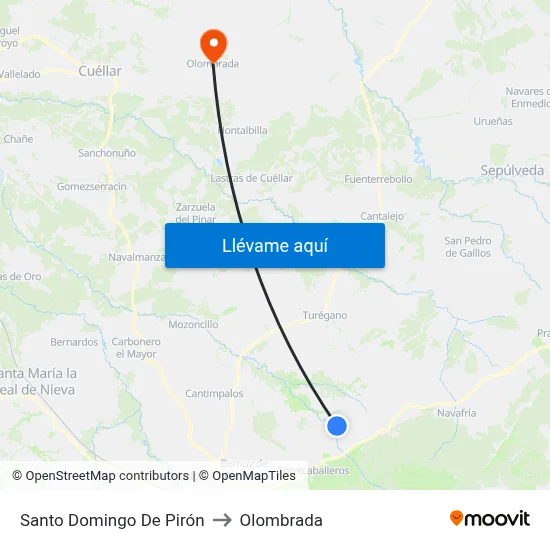 Santo Domingo De Pirón to Olombrada map
