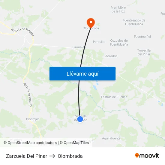 Zarzuela Del Pinar to Olombrada map
