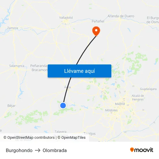 Burgohondo to Olombrada map