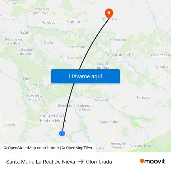 Santa María La Real De Nieva to Olombrada map