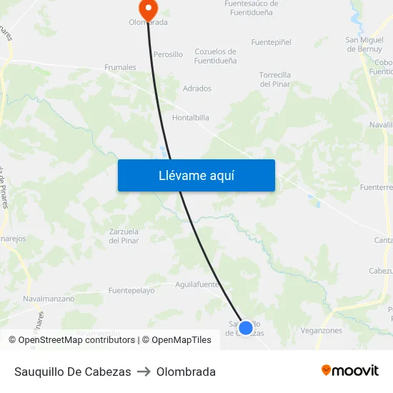 Sauquillo De Cabezas to Olombrada map