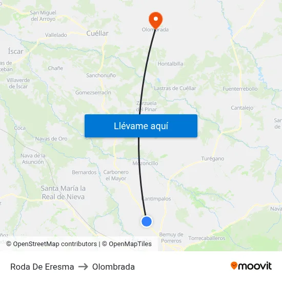 Roda De Eresma to Olombrada map