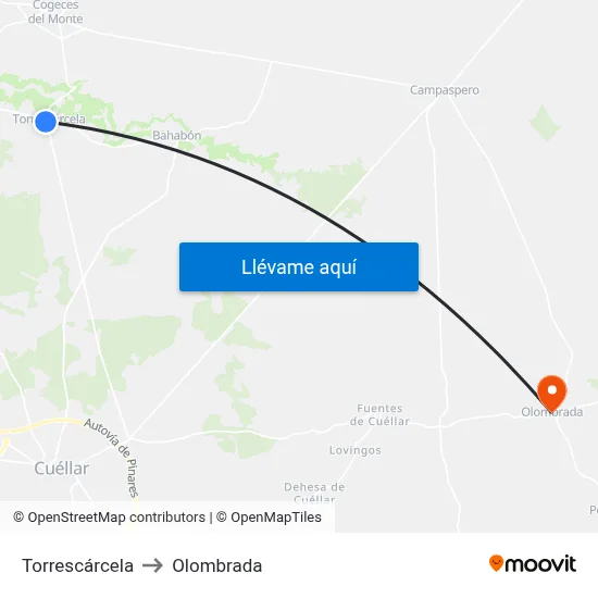 Torrescárcela to Olombrada map