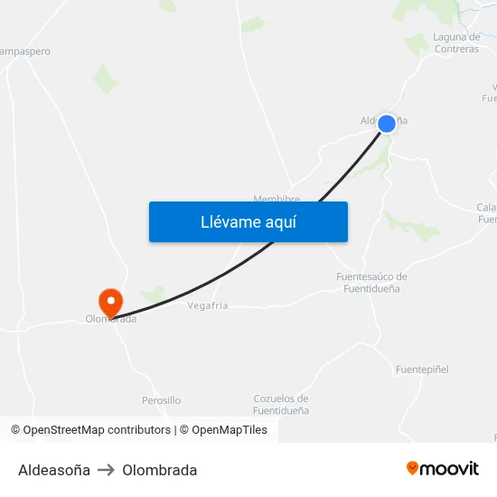 Aldeasoña to Olombrada map