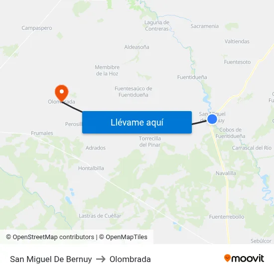 San Miguel De Bernuy to Olombrada map