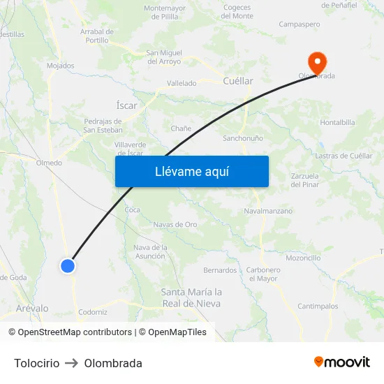 Tolocirio to Olombrada map