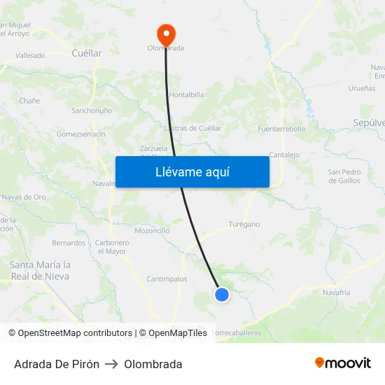 Adrada De Pirón to Olombrada map