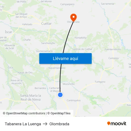 Tabanera La Luenga to Olombrada map