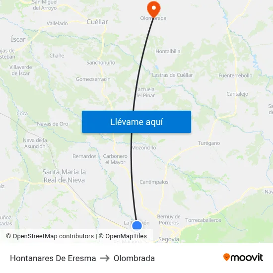 Hontanares De Eresma to Olombrada map
