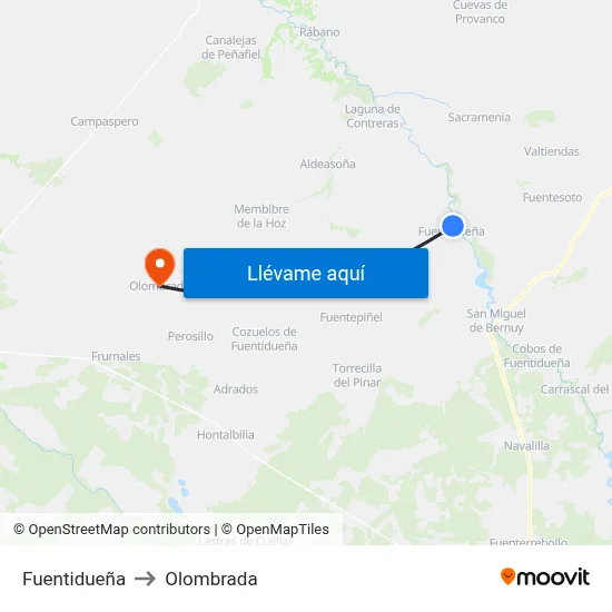 Fuentidueña to Olombrada map