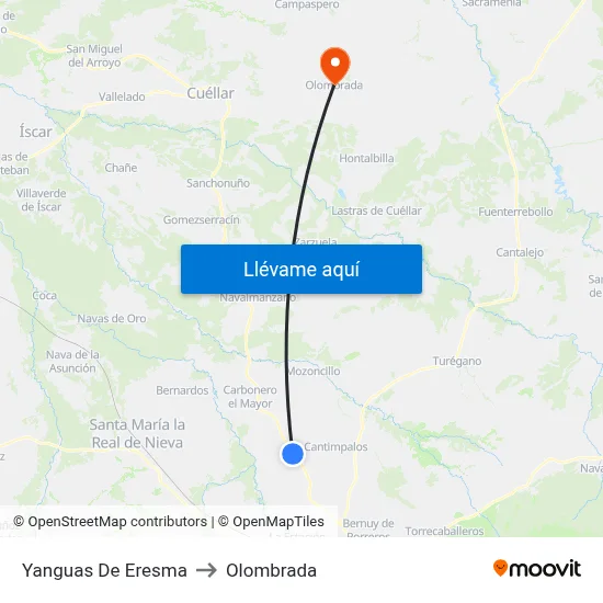 Yanguas De Eresma to Olombrada map
