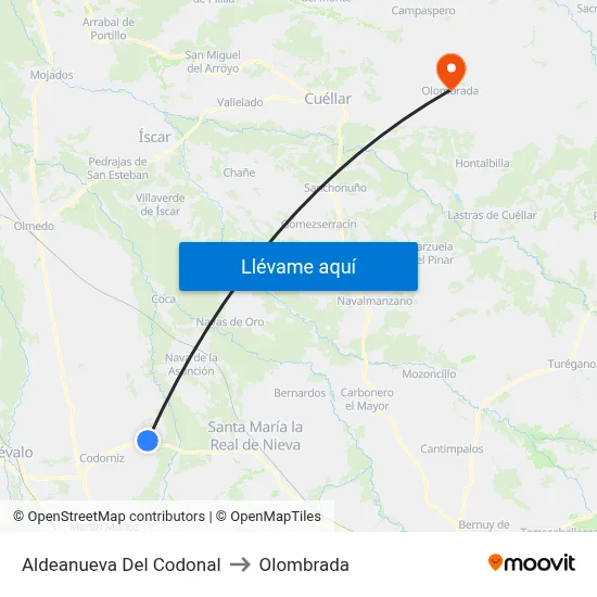 Aldeanueva Del Codonal to Olombrada map