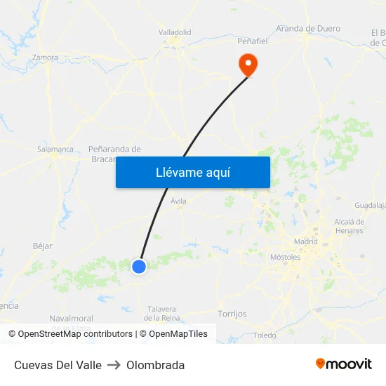 Cuevas Del Valle to Olombrada map